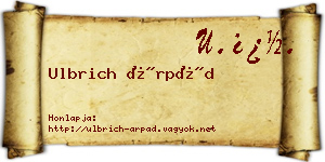 Ulbrich Árpád névjegykártya