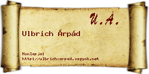 Ulbrich Árpád névjegykártya